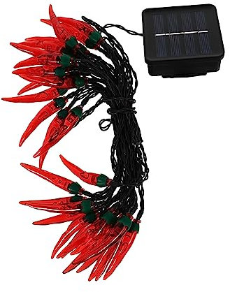 Yardenfun Solar Chili Lichterkette Wasserdichte Chili-Garten-Außenbeleuchtung Outdoor Dekorative Pfeffer Lampe Einzigartige Lichterkette Für Weihnachten Hochzeit Urlaub Party Dekoration