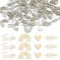 100 Stück Holz Kommunion Konfetti, Baby Party Deko Holz Tischdeko in 4 Formen, Taufe Konfetti Gemischtes Muster, Holz Regenbogen Boho Konfetti, Herzförmige Furnier Dekoration für Birthday