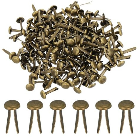PATIKIL 200 Stück Musterbeutelklammern 8 x 15 mm Mini Brads Metall Rundkopfklammern Briefklammern Musterklammern Scrapbooking für Kunst Basteln Handwerk DIY-Projekte PapierBronze