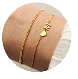 CASSIECA Armband Damen Gold Armband mit Buchstaben Edelstahl Vergoldet Herz Armkette Personalisierte Geschenke für Freundin Frauen Teenager Mädchen Charme Armband Schmuck Geschenkbox