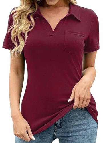 Poloshirt Damen Kurzarm Polo T-Shirt Damen Golf Polohemd Sommer Golfshirt Sportshirt für Polo Tennis Frauen Elegant Kurzen Ärmeln Sport Oberteile