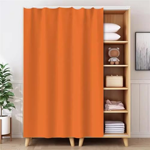 BESTORI Schrankvorhänge für Küche Selbstklebend Waschbar Staubdichter Vorhang Privatsphäre Gardine für Kleiderschrank, Regale, Badezimmer, Orange 01, 100cm x 200cm
