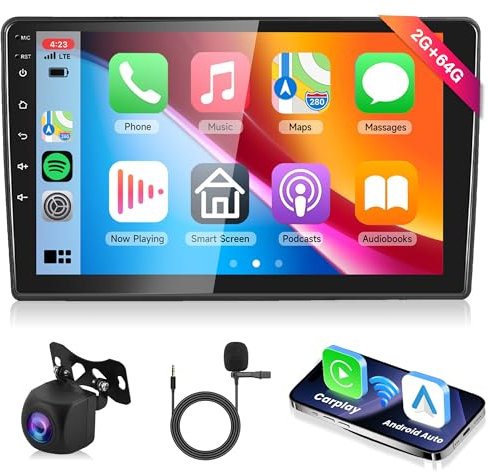 Rimoody 2G+64G Wireless Carplay Android 13 Autoradio 2 Din für Toyota AURIS 2006-2011 10 Zoll Autoradio mit Android Auto Navi GPS WiFi Mirror Link Bluetooth FM/RDS Radio DAB/OBD/DVR/SWC Rückfahrkamera