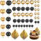 52PCS Black and Gold Cake Decorations, Gold Cake Decorations, Spherical Cake Surface Layer Ball, Balloon Cake Topper, Palm Leaf Black, Used for Decorating Cake