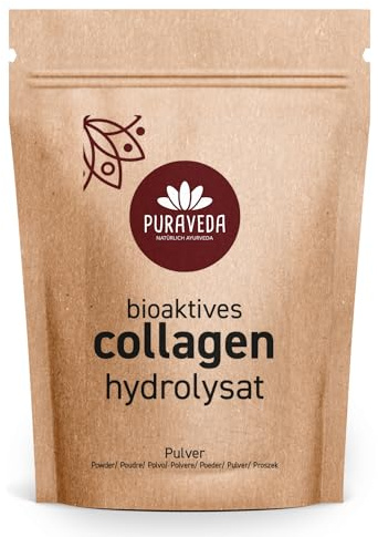 Kollagen Hydrolysat Pulver 140g - Bioaktive Collagen-Peptide - 90% Protein - ohne Zusatzstoffe - kontrolliert und abgefüllt in Deutschland - Puraveda