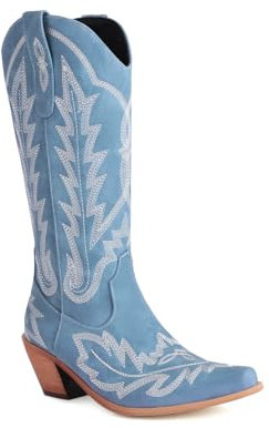 Artykey Stivali Texani Donna,Stivali da Cowboy Donna Motociclista,Stivali alla Moda, Stivali ad altezza ginocchio E1