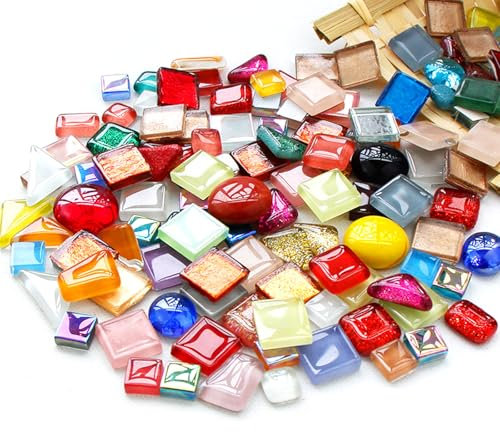 Mosaikfliese Kristall-Patch Mini Fliese Unregelmäßige Kristallfliese Handgefertigte Materialien Basteln Verzierungen Badezimmer Küche (200, Gramm)