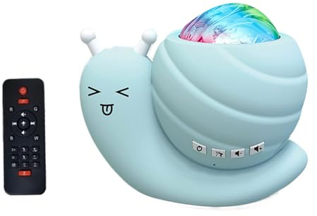 budiniao Kreative Geschenk Schlafzimmerlampe, Schnecken Sternenhimmel Projektion mit Musik, kreatives Geschenk, Schlafzimmer Atmosphärenlampe aus Kunststoff, Blau