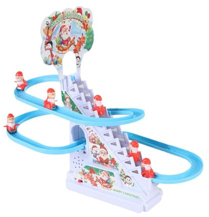 Harilla Elektrisches Weihnachtsmann-Rennset mit Lichtern Kleines Weihnachtsmann-Rutschen-Spielset Spielen Sie lustige kleine Weihnachtsmann-Spielzeugtreppen, 6 Weihnachtsmann