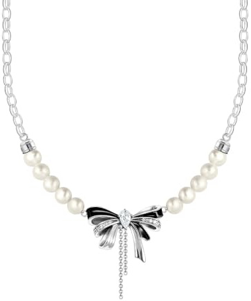 THOMAS SABO Damen-Kette 925er Silber, Emaille Süßwasserperle