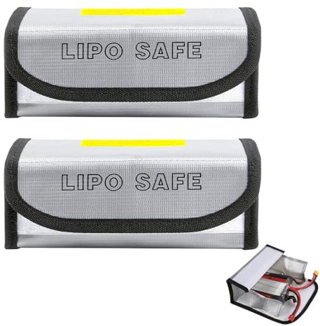 SKIKHN Lipo Safe Bag, 2 Stück Lipo Akku Tasche Feuerfest, Feuerfeste Lipo Batterietasche, Lipo Batterie Tasche Feuerfest Explosionsgeschützte Batterie Safe Bag für Charge, Akku sicherheitsbox