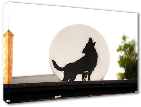 Kunstbruder Wandbilder Banksy Urban Streetart Quer, Home Deko Wohnung Bild Wohnzimmer Bilder Leinwand Graffiti kunstdrck - Moderne Mood Bilder Bunt (satellit_Wolf, 30x40 cm, Quadratisch)