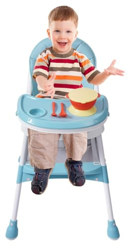 MINRS Hochstuhl Baby, Kinderhochstuhl mit Tisch, Kinderstuhl Esstisch mit einer Schüssel, einem Deckel, einem Tischset, einem Löffel mitwachsend ab 6 Monate bis 6 Jahre Babystuhl Grün