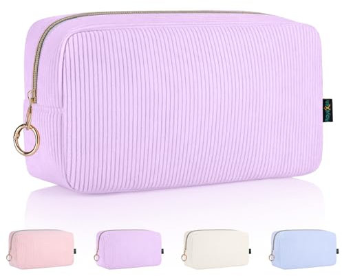 Pochette Donna Grande Trousse Trucchi Beauty Case da Viaggio per Cosmetici Organizer Trousse da Borsetta Ragazza Portatile Porta Grande Astuccio Trucchi da Viaggio per Amica Compleanno(Viola)