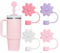 YISCOKO Stanley – Lot de 4 couvercles de paille en forme de fleur en silicone pour pailles Stanley Cup de 10 mm, quatre couleurs.