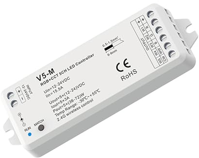 B·LED BARCELONA LED RGB+CCT-Controller 12-24 V DC – 5 Kanäle – 3 A/K – RF 2,4 GHz – Skydance