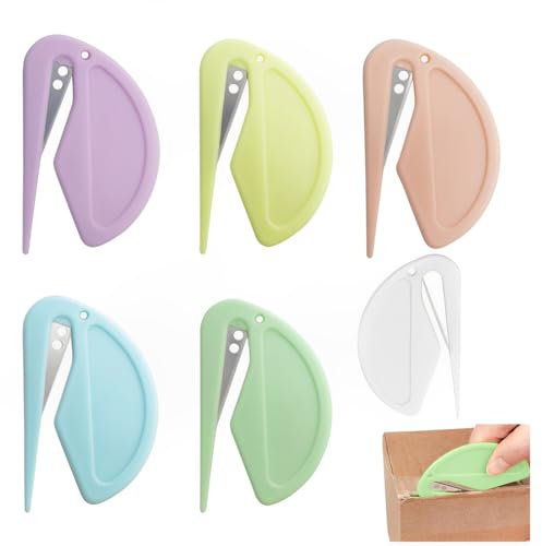 AFCJLTO 6 piècesCouteau Ouvre-lettre,Couteau à Carton,Portable Ouvre Lettre,Ouvre Lettre en Métal,Mini Cutter,Box Cutter,Couteau de papeterie, idéal pour le bureau à domicile(6 couleurs)