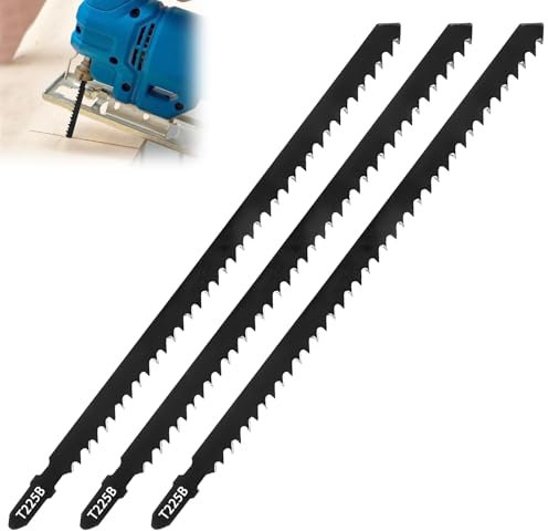 3Pcs Stichsägeblätter Holz 250mm T225B Stichsägeblätter Lang Stichsägeblatt Metall Sägeblätter Stichsäge Sägeblatt Stichsäge T-Schaft Hartstahl Stichsägen für Holz,Kunststoff und Metall