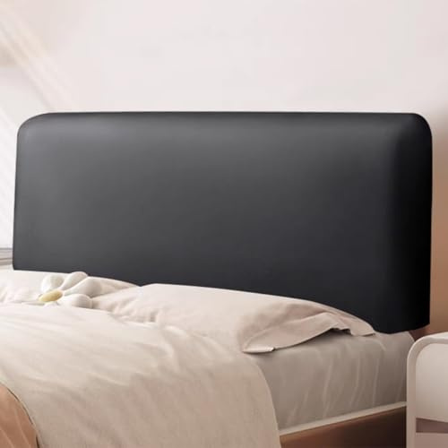 TLMQYXZE PU Leder Bettkopfteil Hussen Bett Kopfteil Bezug,Wasserdicht Weicher Strecken Staubdicht, Schutzhülle Für Gepolsterte Schlafzimmer Kopfteil(Black,160-190cm)