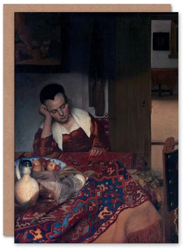 Artery8 Johannes Vermeer Art Card A Maid Asleep Portrait Painting