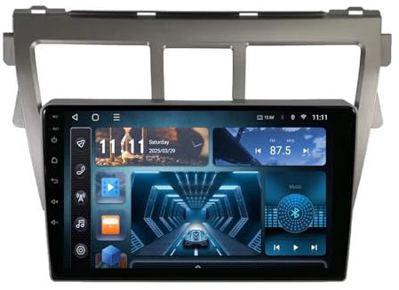 9 Pollice Touchscreen Android 13 Car Radio per Toyota Vios Yaris 2007-2012 Lettore multimediale con GPS Navigation BT FM Radio USB Comandi al Volante Telecamera Posteriore(C5 8+256G)