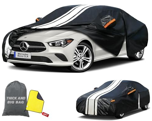 Cowtcver Autoabdeckung Wasserdicht für Mercedes-Benz CLA 2013-2026 | 10 Schichten Vollgarage Autoplane Atmungsaktiv für Sonne Staub Schutz, Abdeckplane mit Reißverschluss und Baumwollfutter.