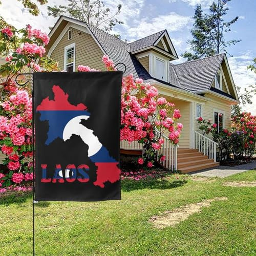 Drapeau double face du Laos, 28 x 40 pouces, décoration extérieure pour jardin
