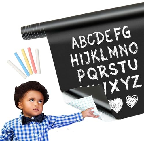 Black Board Sticker - Chalk Board Wall Sticker, Self Adhesive Chalkboard Wallpaper, Adhesive Blackboard Wallpaper Stick | Chalk Boards Wall Stickers for Living Rooms Classroom Display