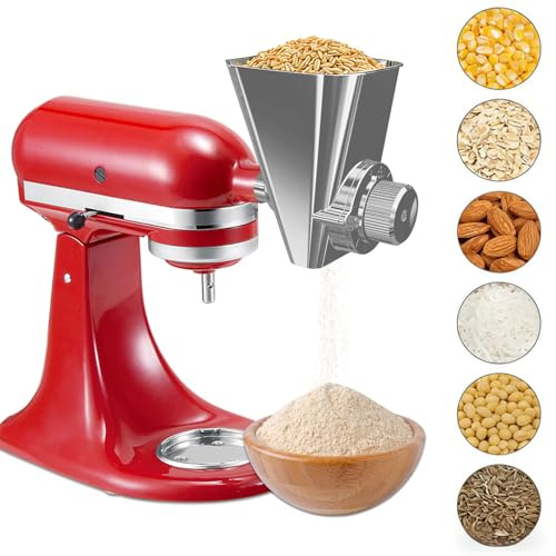 Grain Mill Attachment for KitchenAid Stand Mixer, All Metal Grain Mill Flour Mill for Kitchen Aid Accessories, Suitable for Grinding Non-Oily Dry Grain Corn, Coffee Bean, Millet, Wheat and Cereals
