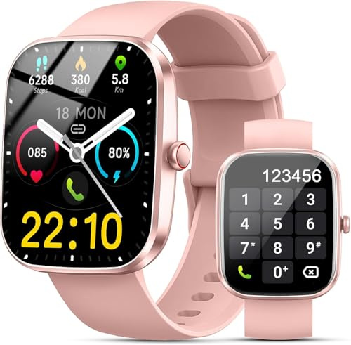 Smartwatch Damen Herren mit Telefonfunktion, 1.96 Fitnessuhr Damen, 100+Sportmodi,IP68 Wasserdicht Sportuhr, Smart Watch mit Schrittzähler, Herzfrequenz, Schlafmonitor, SpO2, Uhren für iOS Android