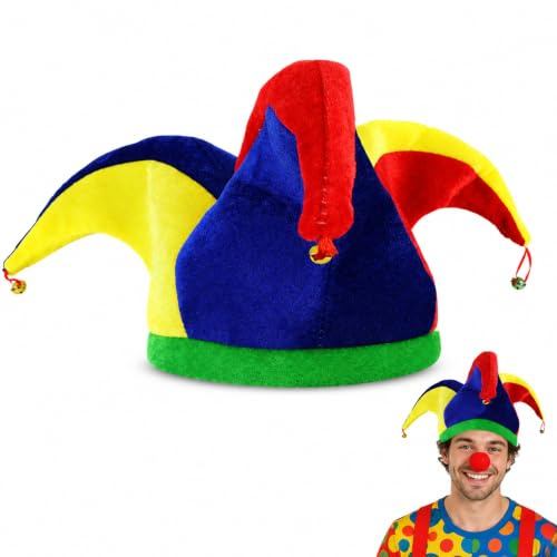 JOVYTH Narrenkappe Clown Hut, Dreispitz Party Kopfbedeckung für Karneval Fasching Zirkus Mottofeier Sommerparty Oktoberfest Vorfeier Erwachsene und Familienrunde