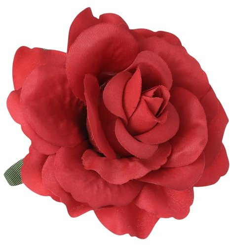 FRCOLOR 2 in 1 fiore artificiale del fiore della clip di capelli del pettine capelli del spilla per le donne Party (rosso opaco)