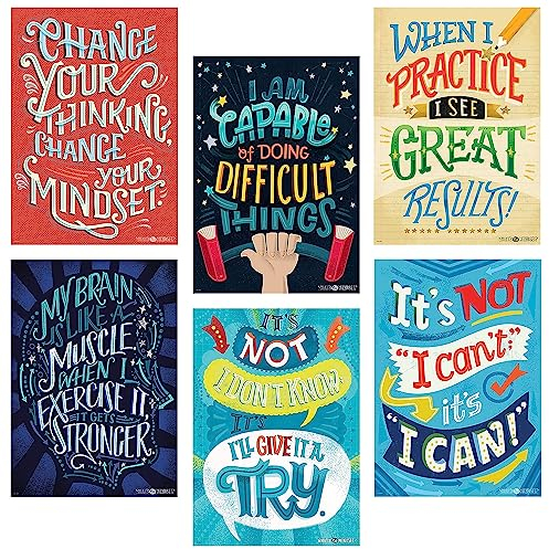 Creative Teaching Press Positive Mindset Poster Pack (Akzentuieren Sie Klassenzimmer, Wände, Flure, Displays, Lernräume und mehr), Originalversion (5692)