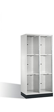 Schließfachschrank Intro XL mit Acrylglastüren, 6 Fächer, H1750xB820xT500mm