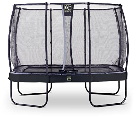 EXIT Toys Elegant Premium Rechteckiges Trampolin - 214x366cm - Deluxe Sicherheitsnetz - Extra Starker und Stabiler Rahmen - Lange Federn - Rostfrei - Einfache Montage - Luxuriöse Ausführung - Schwarz