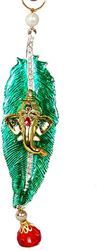 Vrindavan Bazaar Ganesha Schlüsselanhänger für Heimdekoration, Anbetungszubehör, Autozubehör, Grün