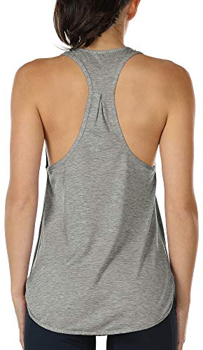 icyzone Yoga Sport Tank Top Damen Racerback Lauftop Fitness Running Shirt Oberteile (XL, Grey)