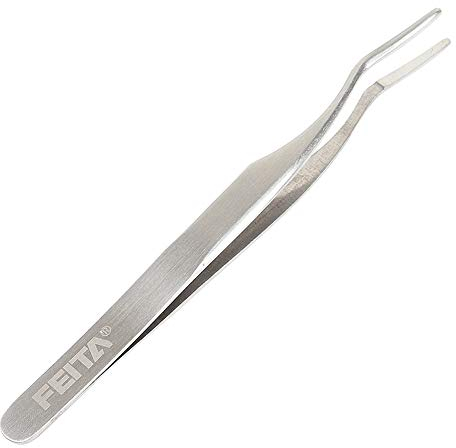 False Eyelash Applicator - FEITA Professional Curved Eyelashes Extension Tweezer for Easy Lashes Application and Removal - Silver - 1Pc