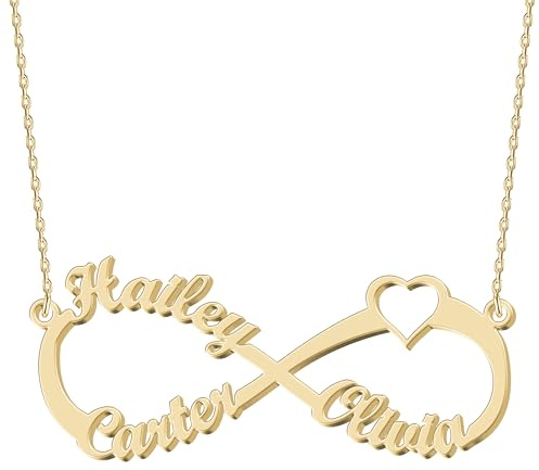 JOELLE JEWELRY Personalisierte Unendlichkeitskette mit Drei Namen Infinity Kette - Symbol der Verbundenheit und Liebe - Hochwertiges Geschenk für Familie und besondere Anlässe