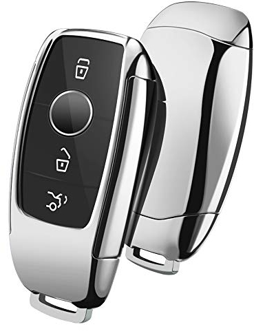 OATSBASF Autoschlüssel Hülle Geeignet für Mercedes Benz, Schlüsselhülle Cover für E Klasse S Klasse TPU Schutzhülle (Silber)