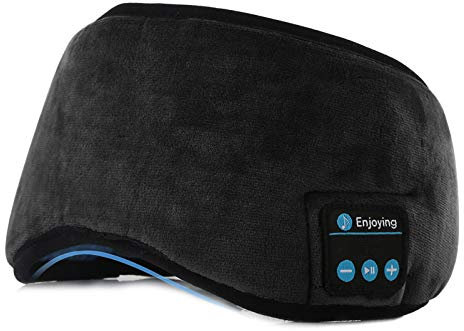 Jinxuny Bluetooth Sleeping Eye Mask Auriculares Sleeping Travel Música Eye Cover Wireless Lavable Sleep Mask Máscara de Ojo Ultra Cómoda con Auricular para Hombre Mujer Durmiendo (Color : Black)
