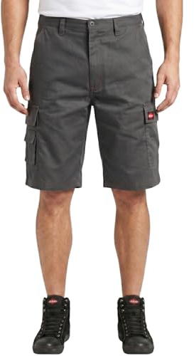 Lee Cooper Men's Cargo Work Shorts Multi Pocket Heavy Duty, Grey, 30W | Reinforced Triple Needle Stitching, Cotton Blend Easy Care Fabric, 200 GSM Lightweight & Flexible,Multi-Utility Pocket Design