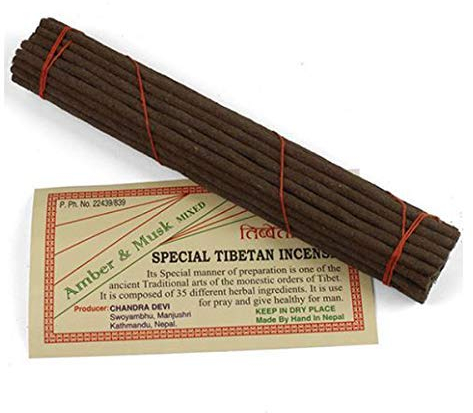 Traditional Tibetan hand rolled incense x 2 packs approx 80 sticks (Amber and Musk)