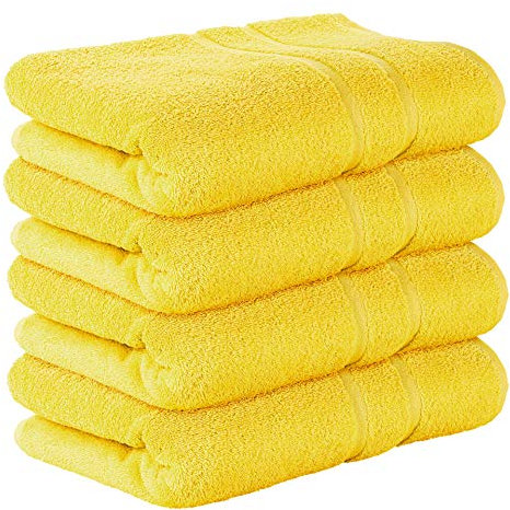 StickandShine 4er SET Premium Frottee Badetuch 100x150 cm in gelb in 500g/m² aus 100% Baumwolle