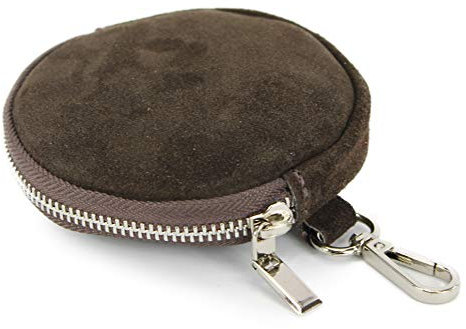 modamoda de P10 / P08 Damen Leder Rauleder Geldbörse Münzgeldbörse Taschenanhänger ø 11,5 cm handmade in Italy, Farbe:Dark Chocolate