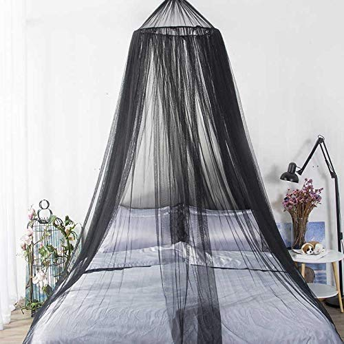 Betthimmel, Moskitonetz, rund, zum Aufhängen, Netz, rund, durchscheinend, für Kinderbett, Doppelbett, Queen-Size-Bett, Schwarz