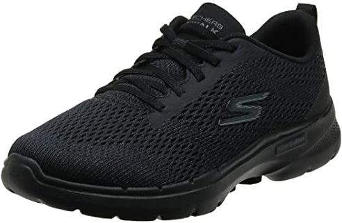 Skechers Damen GO Walk 6 Bold Vision Sneakers,Sports Shoes, Black Textile/Trim, 41 EU