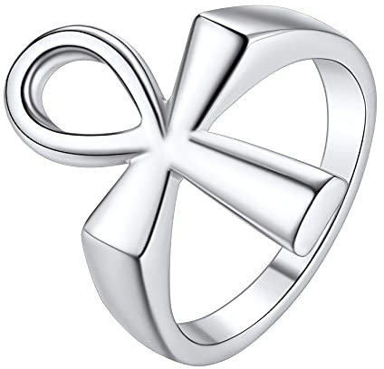 Richsteel Edelstahl ägpytisches Kreuz Fingerring Retro ägyptisches Kruzifix Ring in Ringgröße 56.9 mit Geschenkebox für Herren Männer