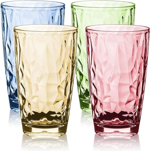 Topsky 473 ml Kunststoff-Trinkgläser, klare Acryl-Trinkbecher, geeignet für heiße und kalte Getränke. Ideal für Pool-Partys, im Freien und Innenbereich, stapelbar und leicht zu reinigen