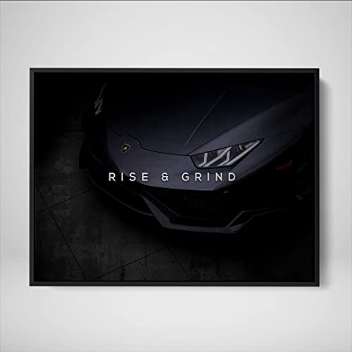 DEVICI Gerahmte Wandbilder – Lamborghini Inspired Rise & Grind – Gerahmte Wandbilder Wohnzimmer, Büro, Bilder Leinwand, Poster & Kunstdrucke, Gerahmte Wanddekoration Wohnzimmer